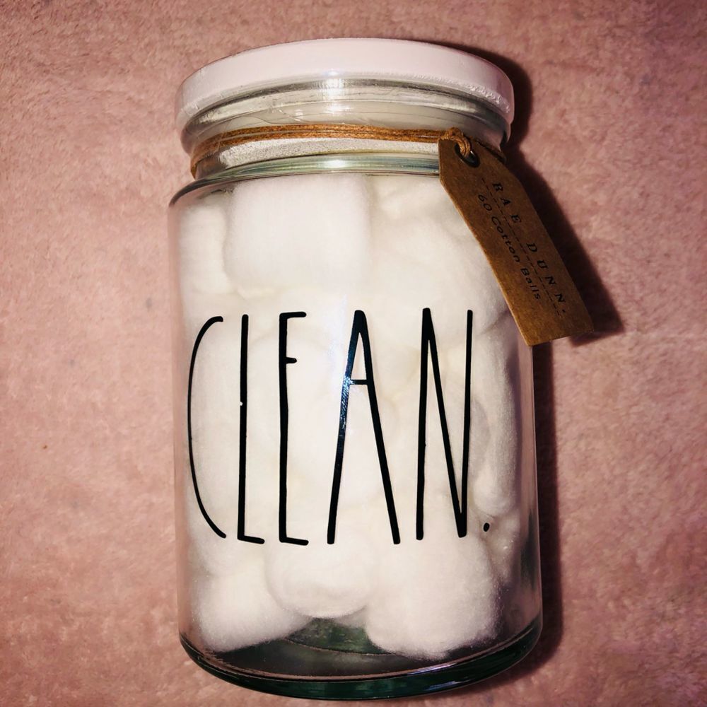 𝅺NWT Rae Dunn Glass Cotton Ball Holder Jar